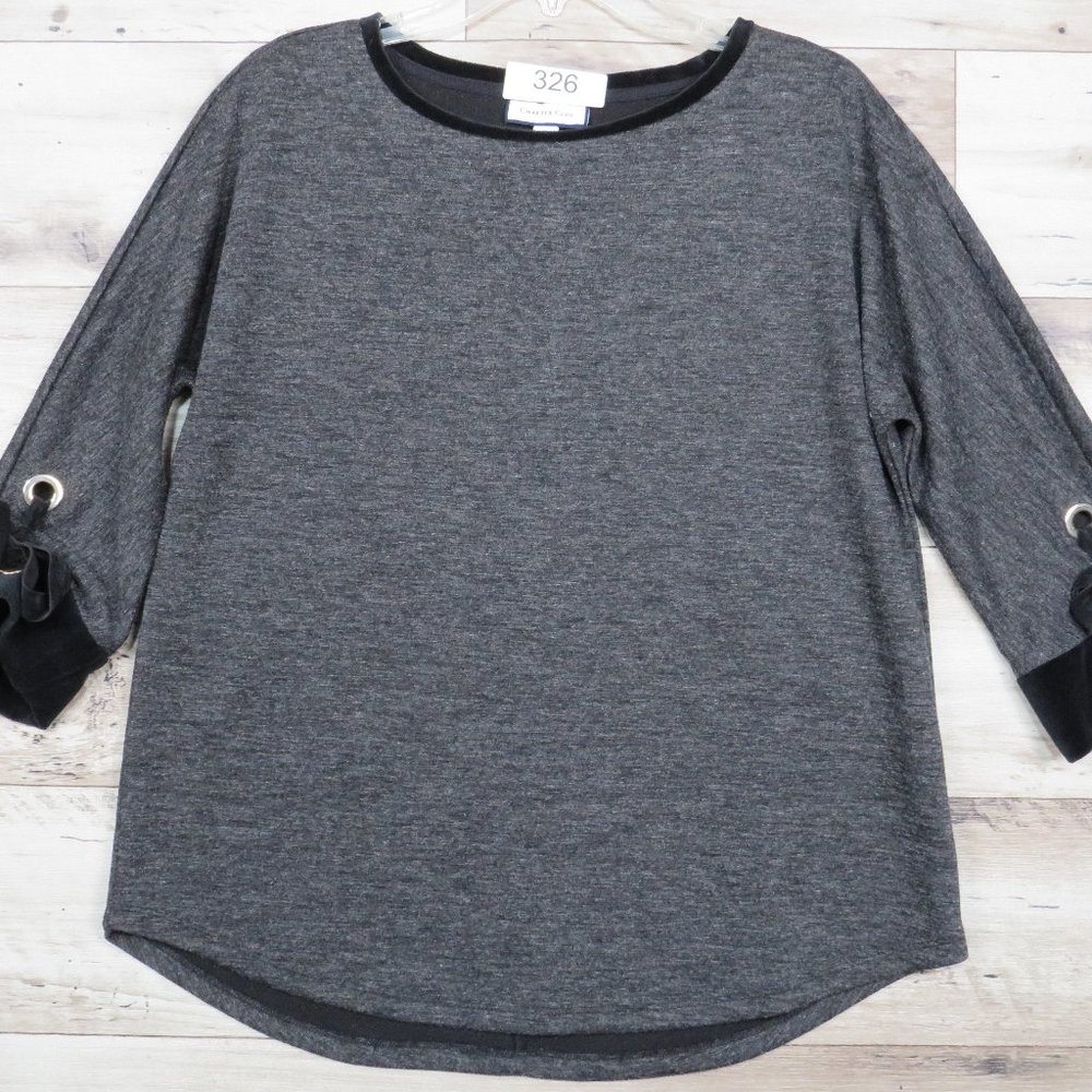 Charter Club* Women's 3/4 Decor Sleeve Boat Neck Pullover Blouse~ Size Medium